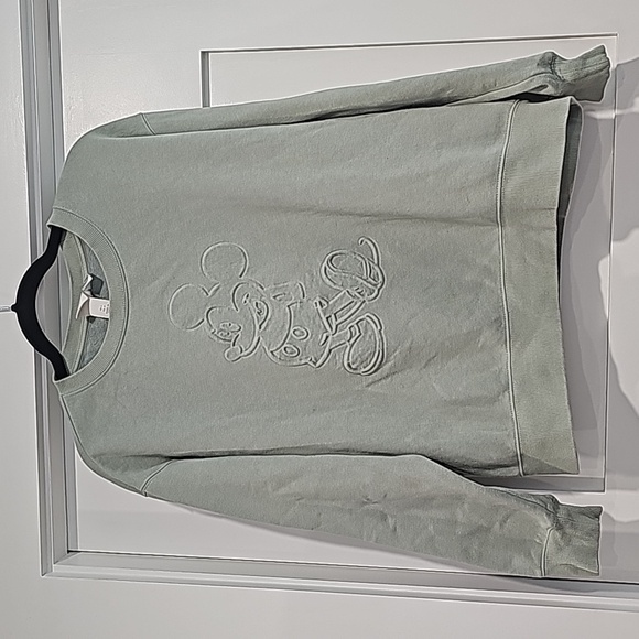 Disney Tops - EUC Disney/H&M colab embossed Mickey sage green sweatshirt size L